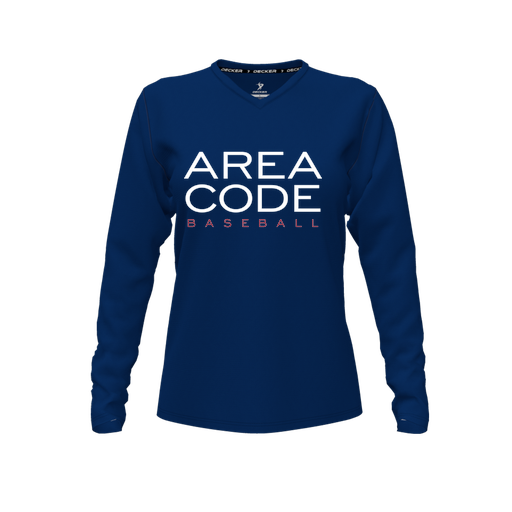 [FTLVCFNV-FYXS-LOGO2] Decker Comfort T-Shirt (Female Youth XS, Navy, V Neck, Logo 2, Long Sleeve)