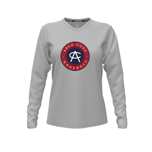 [CUS-DFW-TEES-CMF-VNK-LSL-GRY-FYXS-LOGO1] Decker Comfort T-Shirt (Female Youth XS, Gray, V Neck, Logo 1, Long Sleeve)