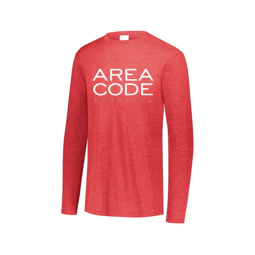 [3075.V96.XS-LOGO2] Decker Men's Tri-Blend T-Shirt - Long Sleeve (Adult XS, Red, Logo 2)